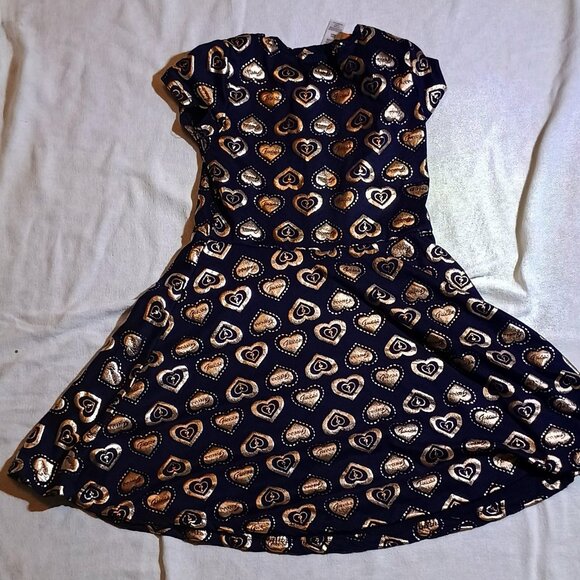 GUESS/Dress/Girls Large 6X/Gold & White/Heart Print Short Sleeve Casual Fashion - Picture 11 of 11